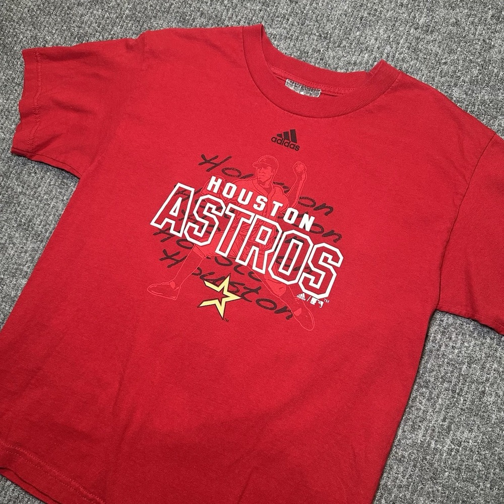 Y2K MLB Adidas Houston Astros Red T Shirt‎ Youth Size Large